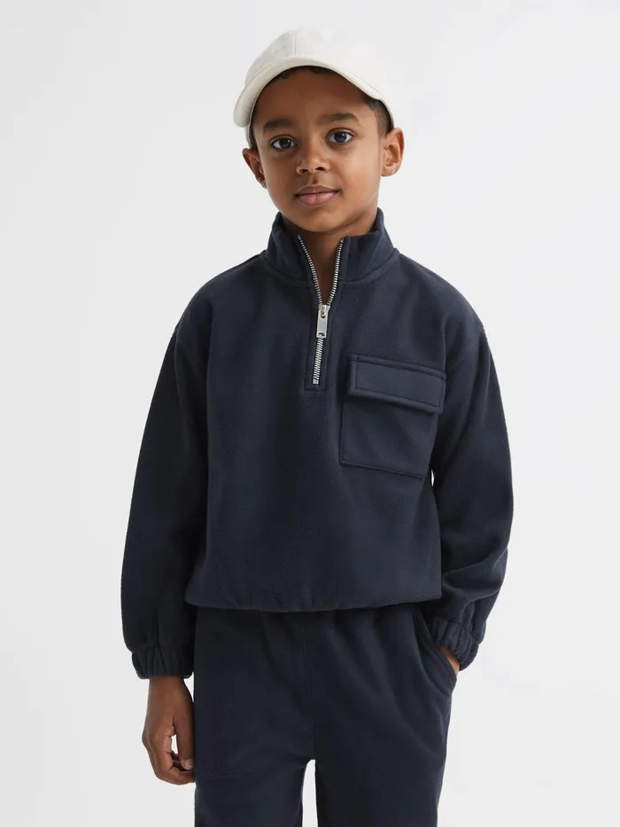 Reiss Sweats and Hoodies Conrad Micro Fleece Half Zip Jumper Navy 8211 Children