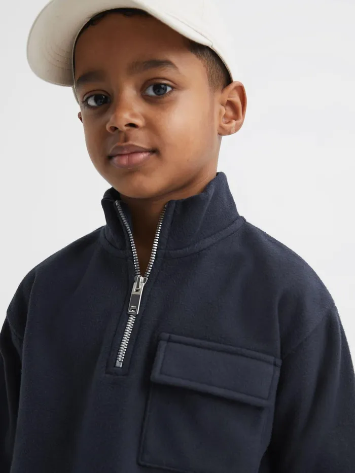 Reiss Sweats and Hoodies Conrad Micro Fleece Half Zip Jumper Navy 8211 Children