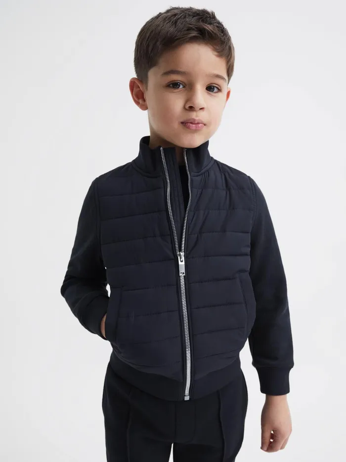 Reiss Sweats and Hoodies Flintoff Funnel Neck Quilted Hybrid Jacket Navy 8211 Children Reiss Sweats and Hoodies Flintoff Funnel Neck Quilted Hybrid Jacket Navy 8211 Children