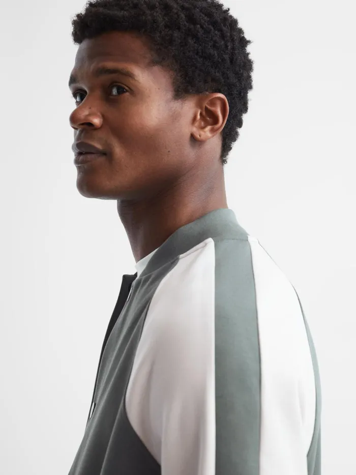 Reiss Sweats and Hoodies Giles Long Sleeve Interlock Bomber Jacket Light Khakiecru 8211 Men