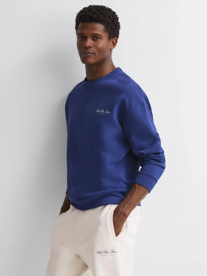 Reiss Sweats and Hoodies Hills Reiss Ch Motif Cotton Sweatshirt Bright Blue 8211 Men Reiss Sweats and Hoodies Hills Reiss Ch Motif Cotton Sweatshirt Bright Blue 8211 Men