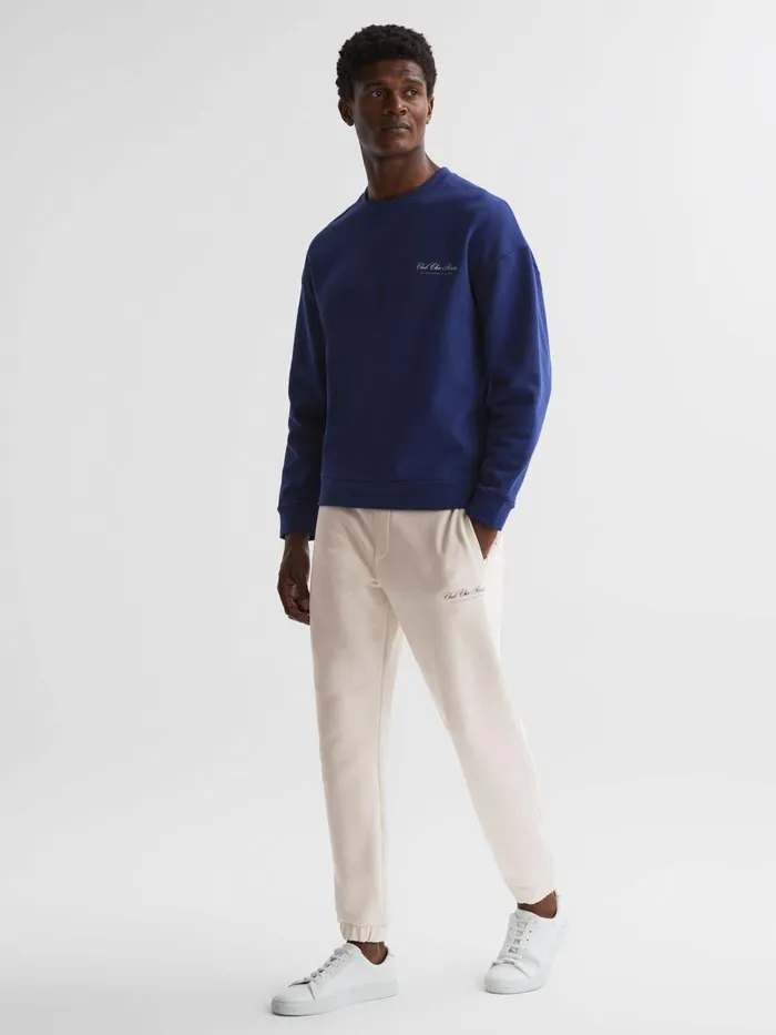 Reiss Sweats and Hoodies Hills Reiss Ch Motif Cotton Sweatshirt Bright Blue 8211 Men