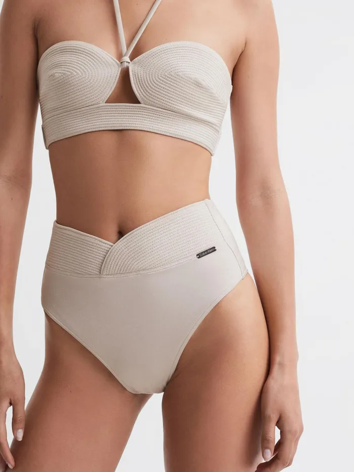 Reiss Swimwear Calvin Klein Underwear High Rise Bikini Bottoms Pale Stone 8211 Women