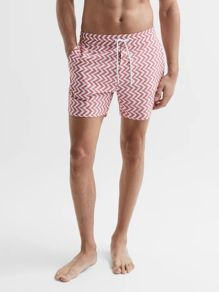 Reiss Swimwear Florida Printed Drawstring Swim Shorts Rust 8211 Men