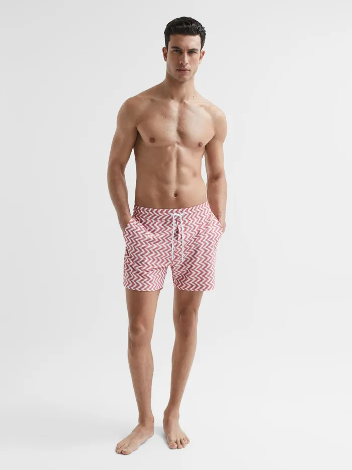 Reiss Swimwear Florida Printed Drawstring Swim Shorts Rust 8211 Men