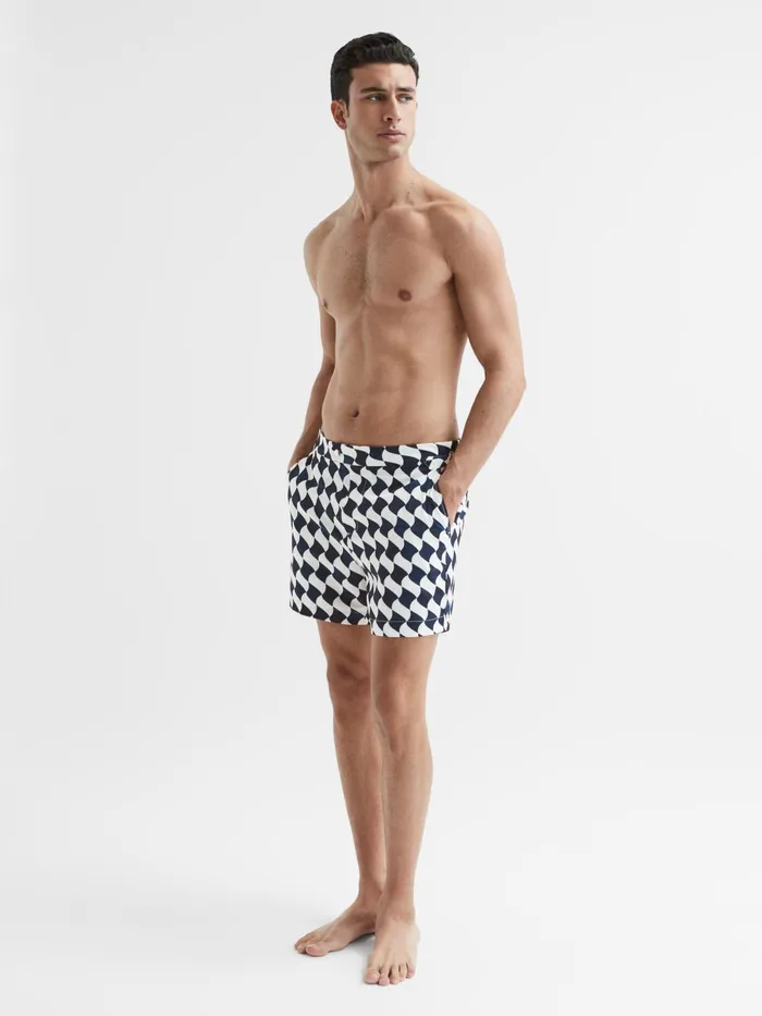 Reiss Swimwear Santorini Abstract Print Swim Shorts Navyecru 8211 Men