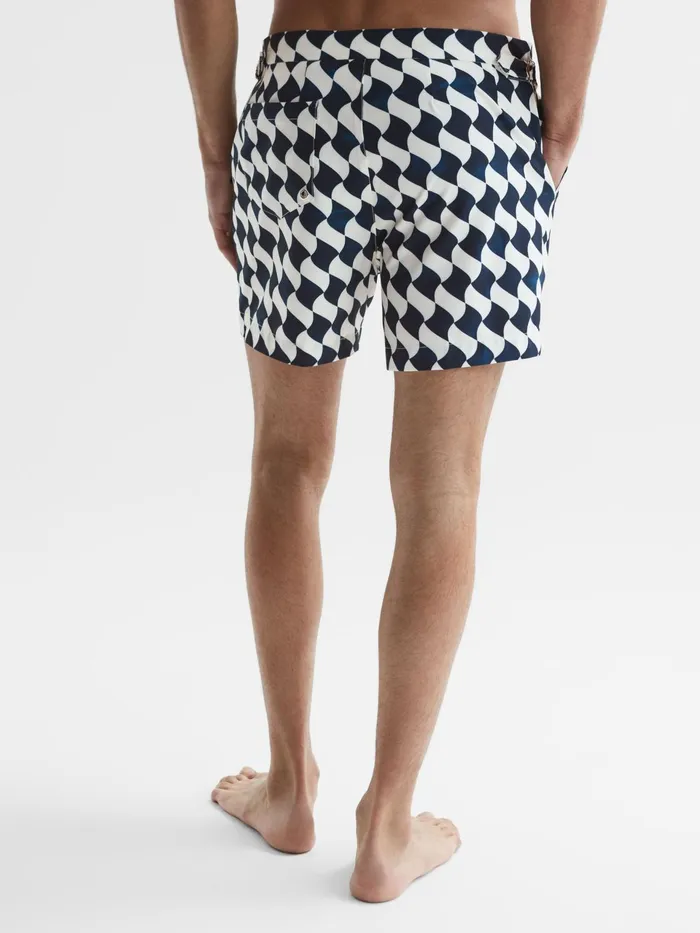 Reiss Swimwear Santorini Abstract Print Swim Shorts Navyecru 8211 Men