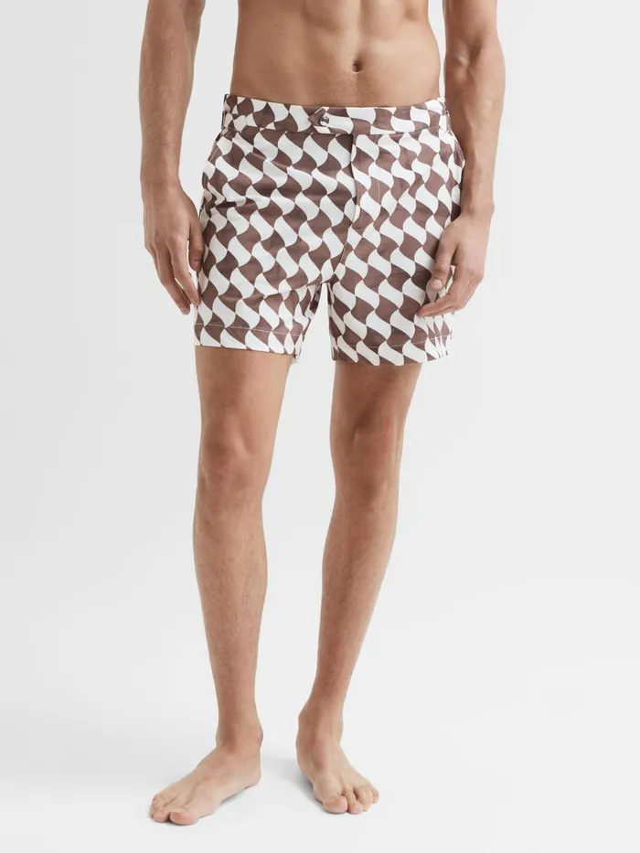 Reiss Swimwear Santorini Abstract Print Swim Shorts Rustecru 8211 Men