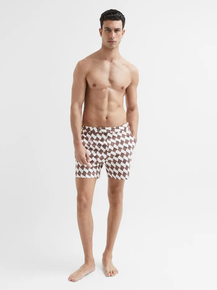 Reiss Swimwear Santorini Abstract Print Swim Shorts Rustecru 8211 Men
