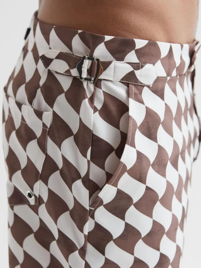 Reiss Swimwear Santorini Abstract Print Swim Shorts Rustecru 8211 Men
