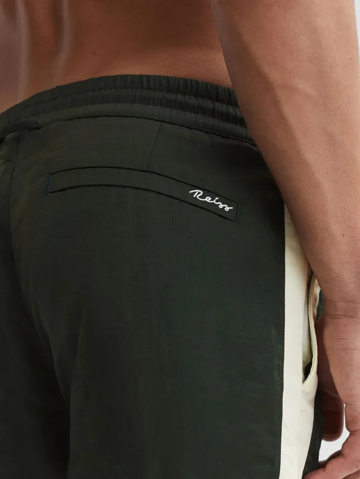 Reiss Swimwear Surf Drawstring Contrast Swim Shorts Bottle Greenwhite 8211 Men