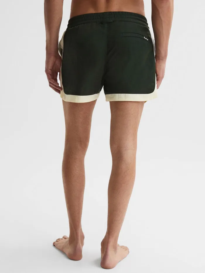 Reiss Swimwear Surf Drawstring Contrast Swim Shorts Bottle Greenwhite 8211 Men