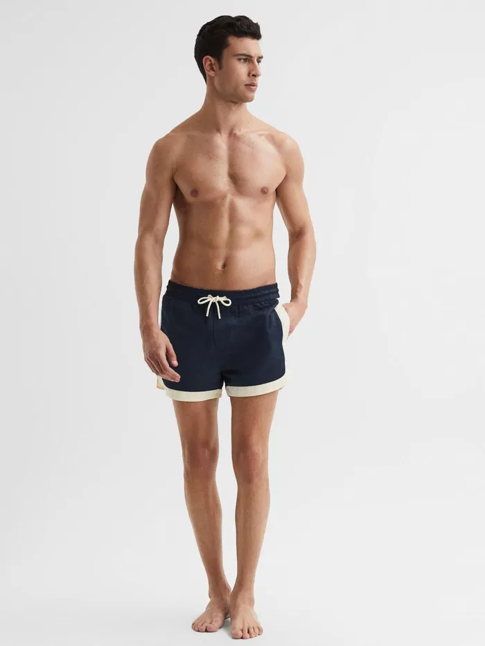Reiss Swimwear Surf Drawstring Contrast Swim Shorts Navywhite 8211 Men