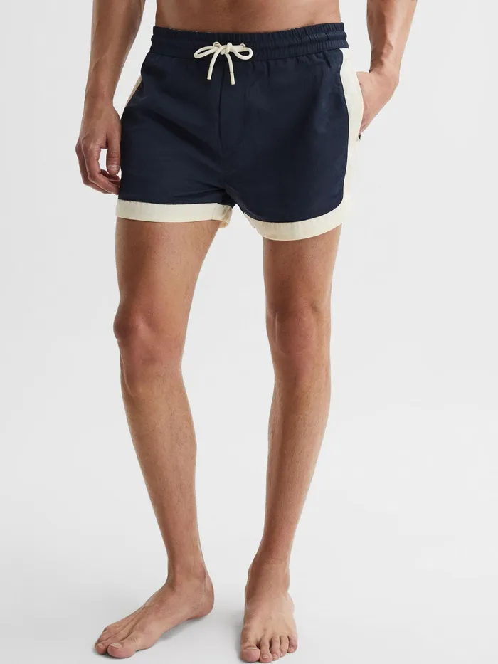 Reiss Swimwear Surf Drawstring Contrast Swim Shorts Navywhite 8211 Men