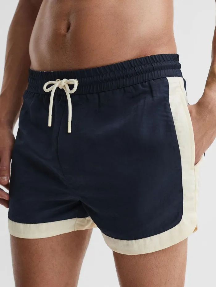 Reiss Swimwear Surf Drawstring Contrast Swim Shorts Navywhite 8211 Men