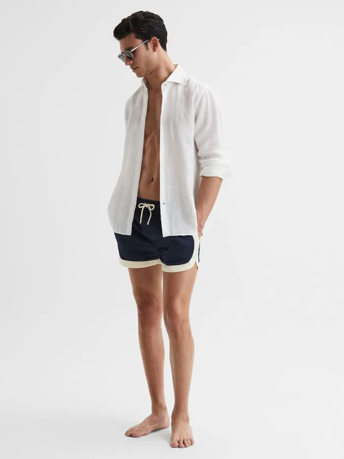 Reiss Swimwear Surf Drawstring Contrast Swim Shorts Navywhite 8211 Men