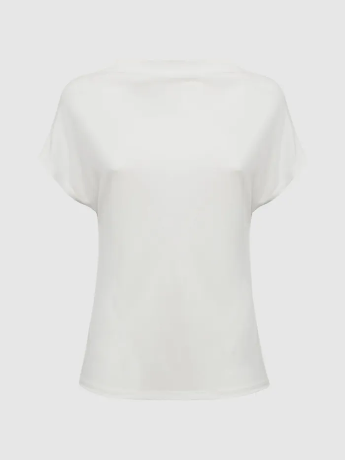 Reiss TShirts and Vests Poppy High Neck Jersey Top Cream 8211 Women