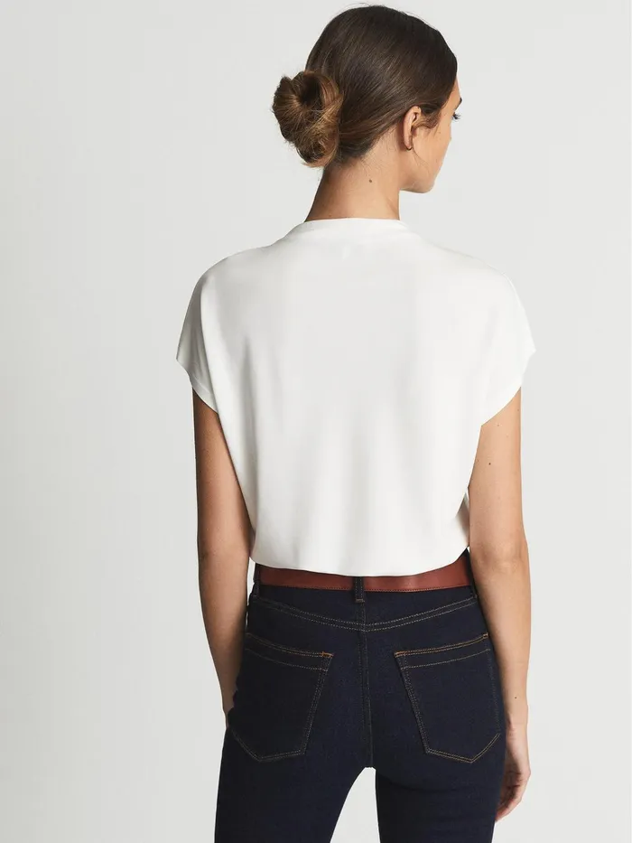 Reiss TShirts and Vests Poppy High Neck Jersey Top Cream 8211 Women