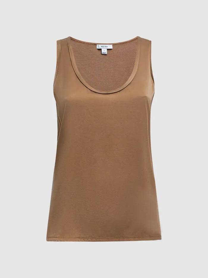 Reiss TShirts and Vests Riley Silk Front Vest Bronze 8211 Women