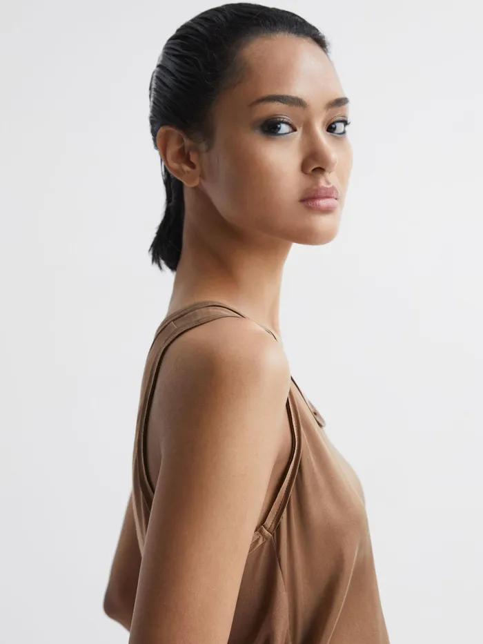 Reiss TShirts and Vests Riley Silk Front Vest Bronze 8211 Women
