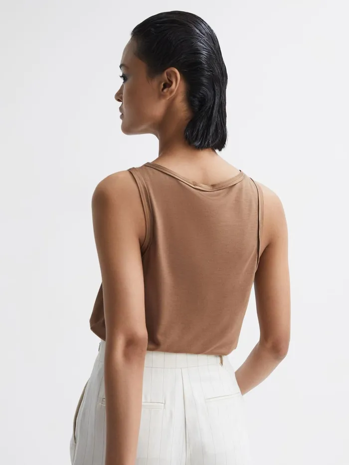 Reiss TShirts and Vests Riley Silk Front Vest Bronze 8211 Women