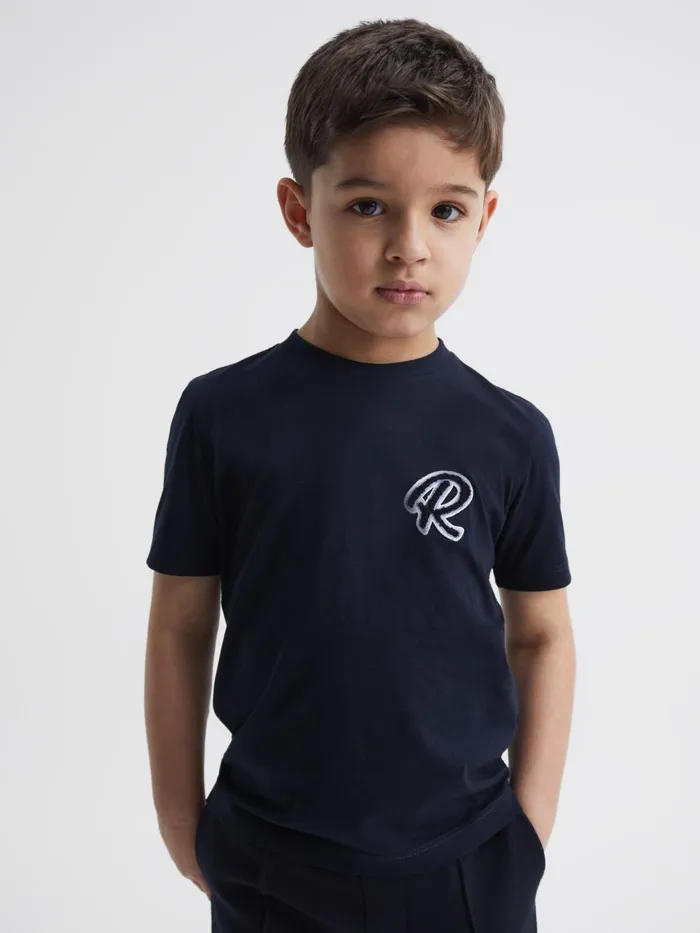 Reiss TShirts Jude Motif Crew Neck TShirt Navy 8211 Children