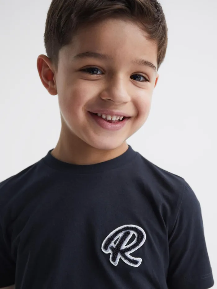 Reiss TShirts Jude Motif Crew Neck TShirt Navy 8211 Children