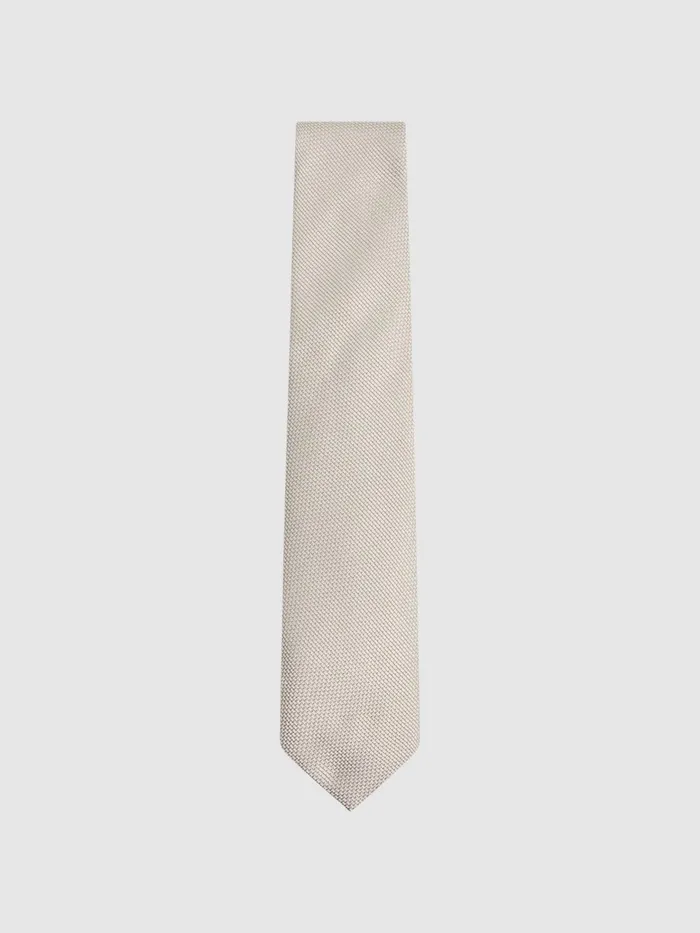 Reiss Ties and Pocket Squares Ceremony Textured Silk Tie Champagne 8211 Men