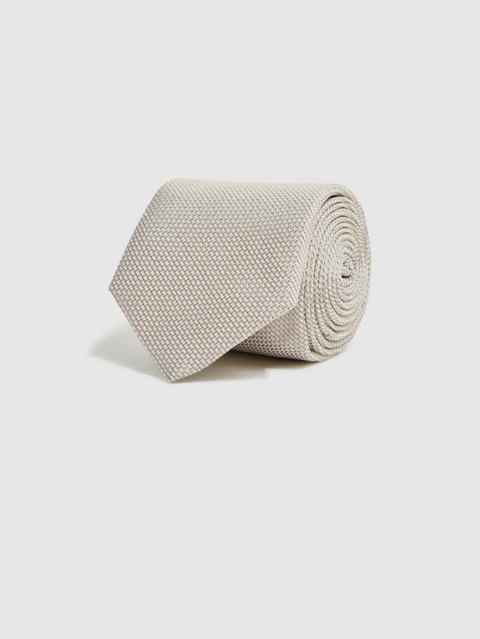 Reiss Ties and Pocket Squares Ceremony Textured Silk Tie Champagne 8211 Men