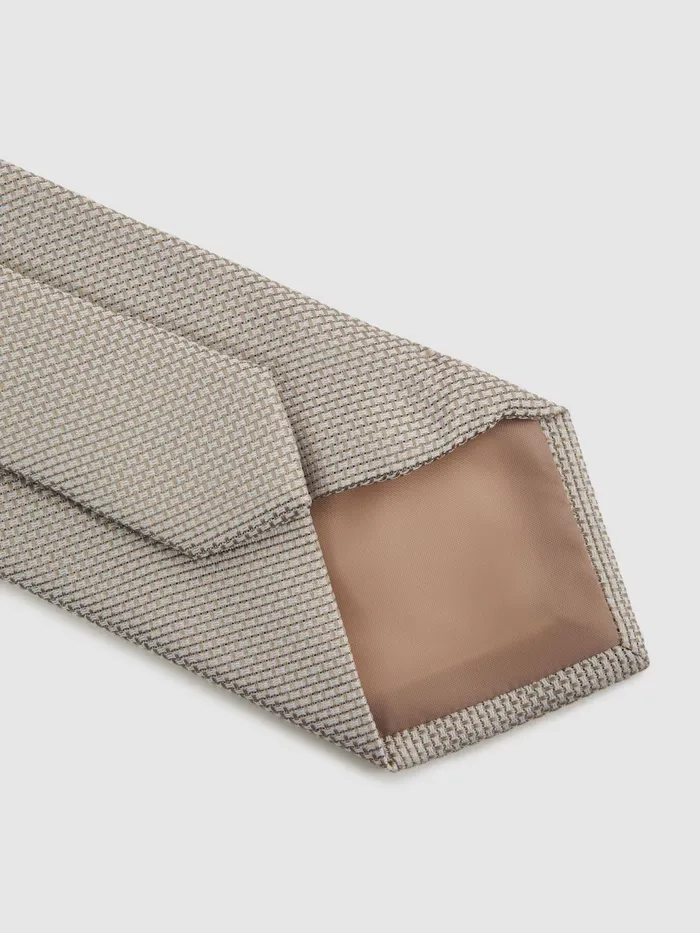 Reiss Ties and Pocket Squares Ceremony Textured Silk Tie Champagne 8211 Men