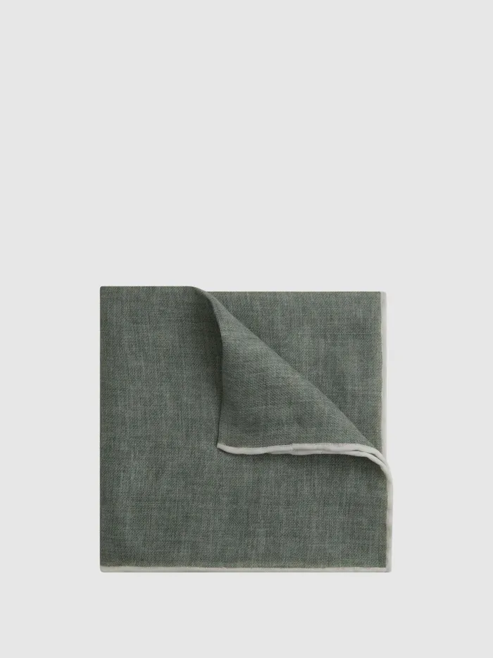 Reiss Ties and Pocket Squares Piazza Linen Plain Pocket Square Blue Melange 8211 Men Reiss Ties and Pocket Squares Piazza Linen Plain Pocket Square Blue Melange 8211 Men