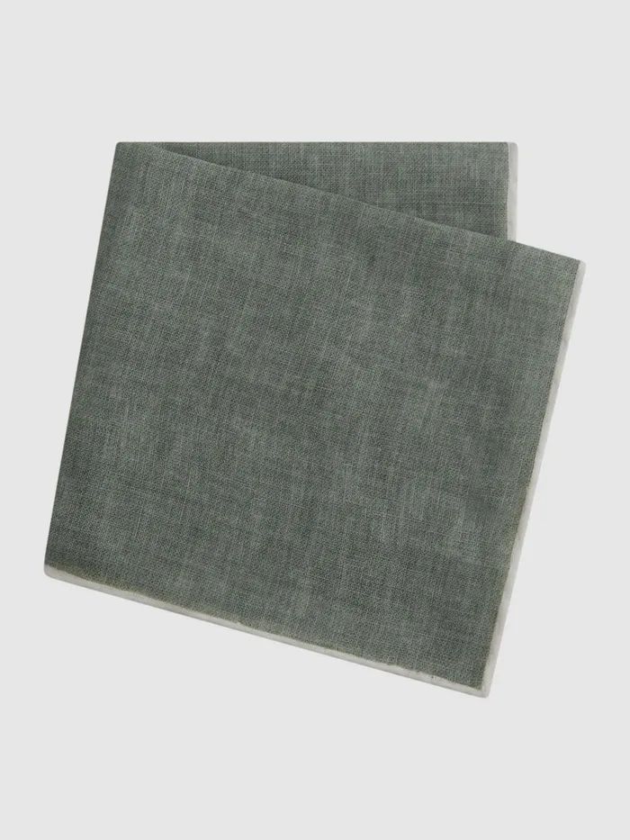 Reiss Ties and Pocket Squares Piazza Linen Plain Pocket Square Blue Melange 8211 Men