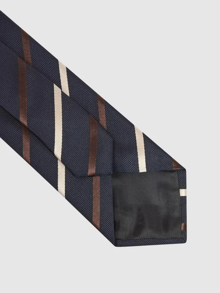 Reiss Ties and Pocket Squares Seville Silk Blend Striped Tie Navy 8211 Men
