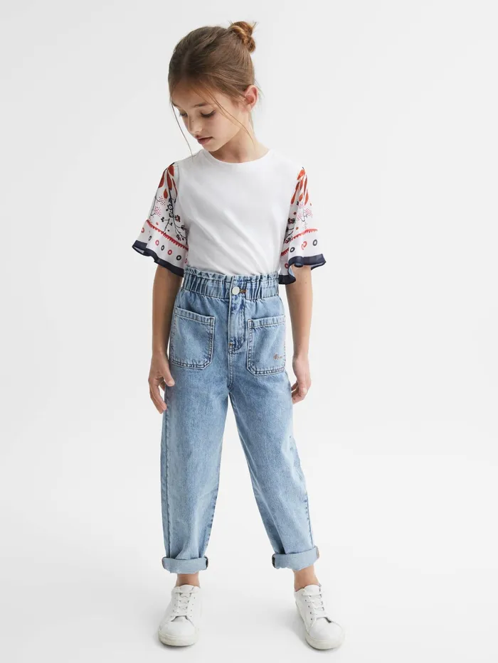 Reiss Tops and Tshirts Anastasia Flared Printed Sleeve TShirt White 8211 Children Reiss Tops and Tshirts Anastasia Flared Printed Sleeve TShirt White 8211 Children