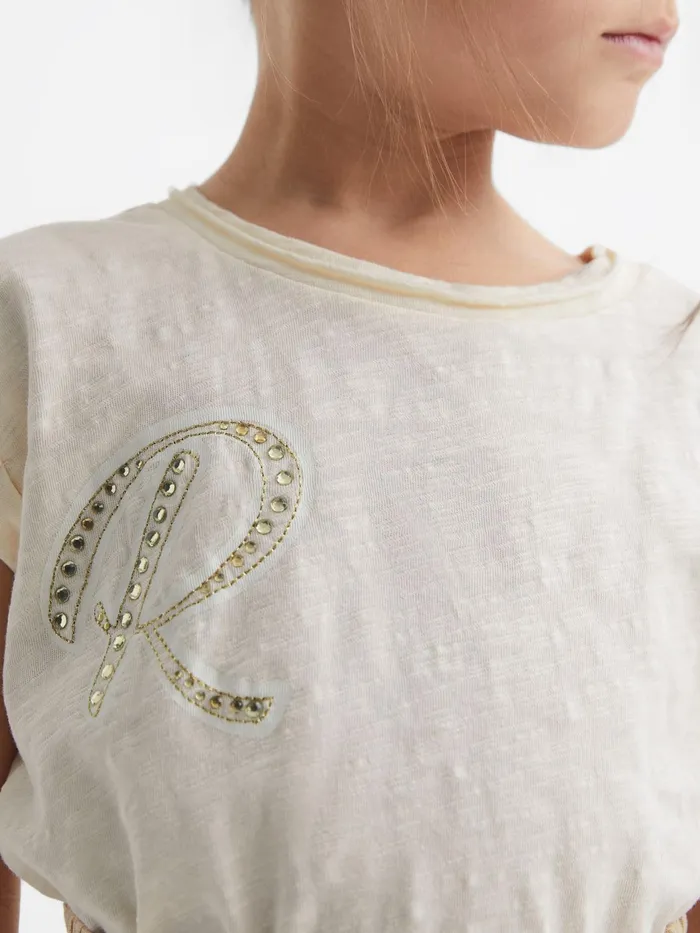 Reiss Tops and Tshirts Tabby Embellished TShirt Off White 8211 Children