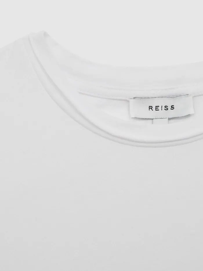 Reiss Tops and Tshirts Terry Cotton Crew Neck Cropped TShirt White 8211 Children
