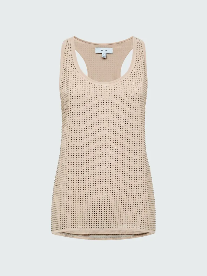 Reiss Tops Brooklyn Embellished Scoop Neck Vest Nude 8211 Women