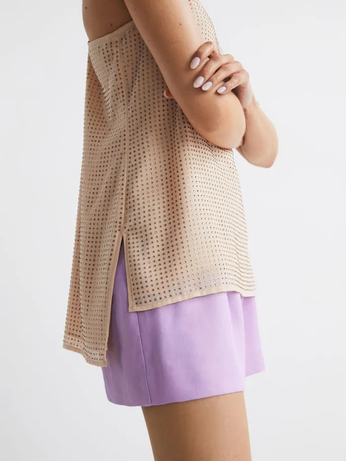Reiss Tops Brooklyn Embellished Scoop Neck Vest Nude 8211 Women