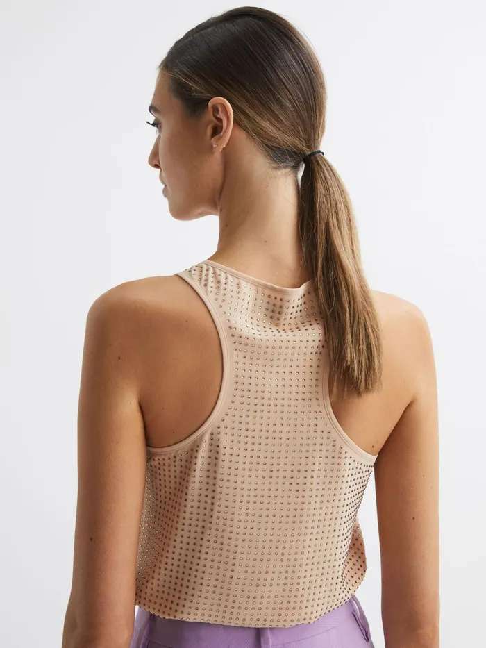 Reiss Tops Brooklyn Embellished Scoop Neck Vest Nude 8211 Women
