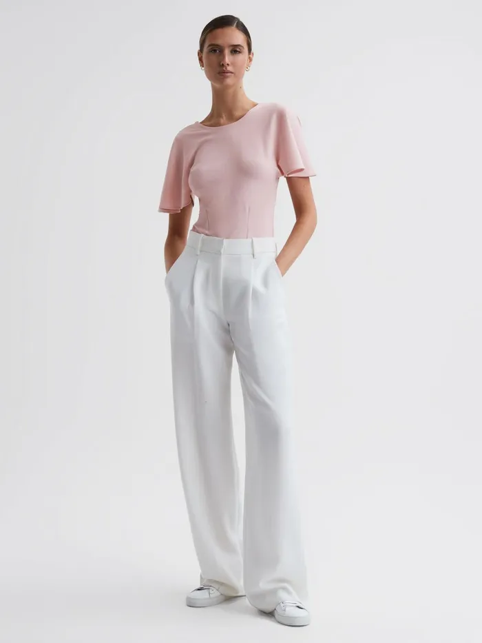 Reiss Tops Connie Fluid Sleeve TShirt Light Pink 8211 Women