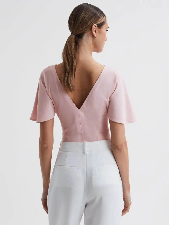 Reiss Tops Connie Fluid Sleeve TShirt Light Pink 8211 Women