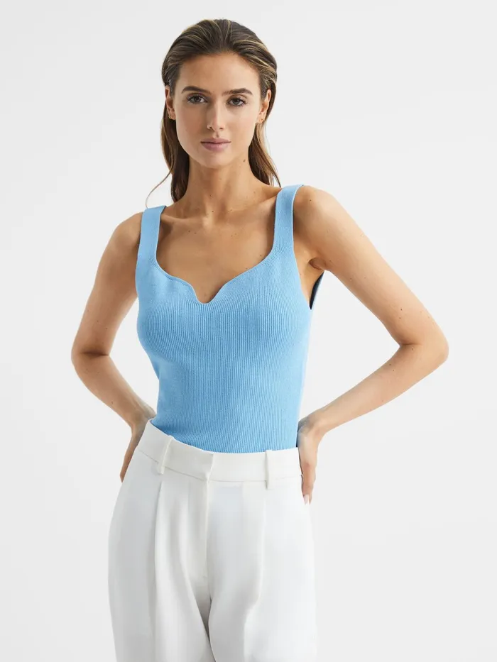 Reiss Tops Daisy Sweetheart Neck Top Blue 8211 Women