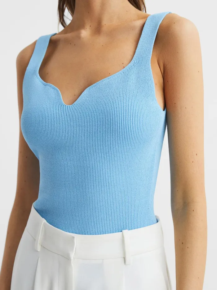 Reiss Tops Daisy Sweetheart Neck Top Blue 8211 Women