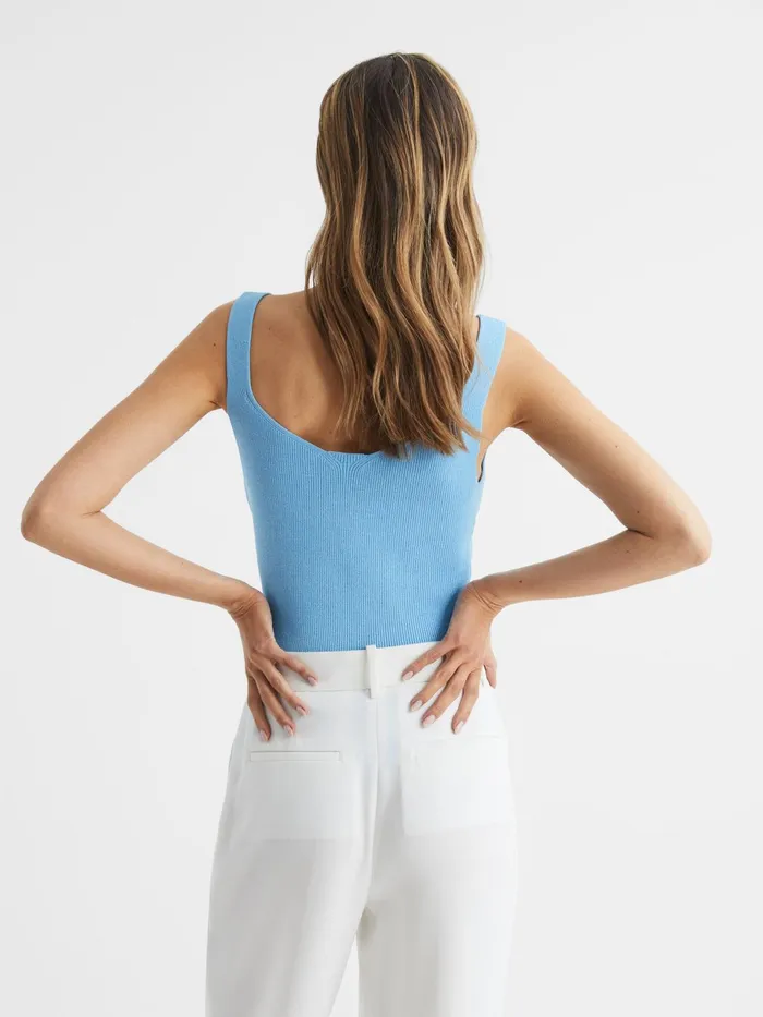 Reiss Tops Daisy Sweetheart Neck Top Blue 8211 Women