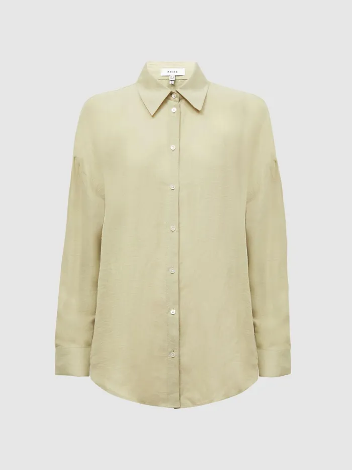Reiss Tops Ellis Oversized Long Sleeve Shirt Ivory 8211 Women