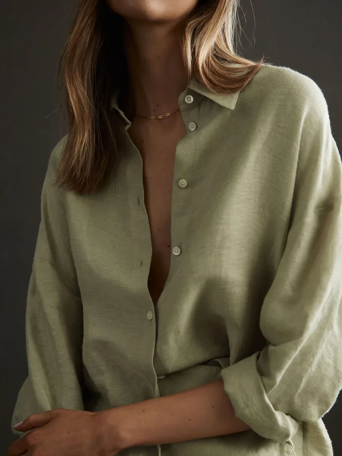 Reiss Tops Ellis Oversized Long Sleeve Shirt Ivory 8211 Women