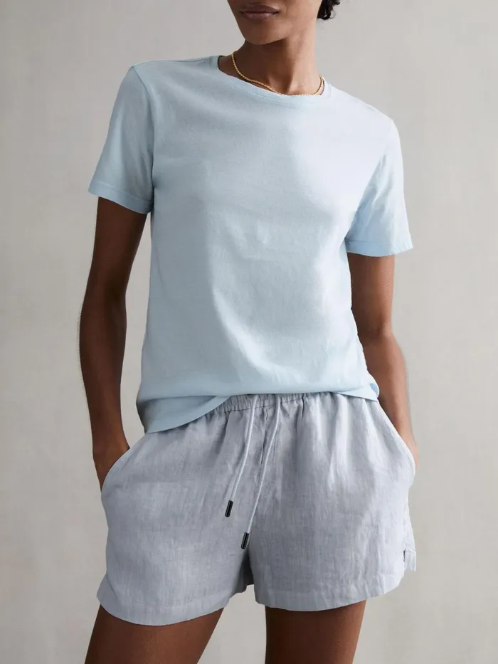 Reiss Tops Ginnie Cotton Garment Dyed TShirt Blue 8211 Women