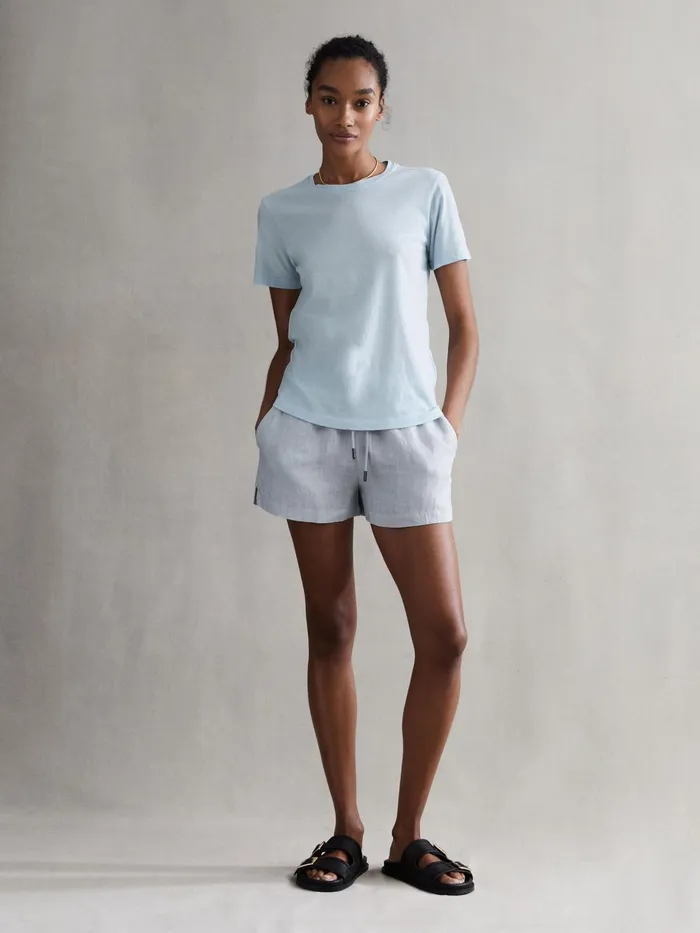 Reiss Tops Ginnie Cotton Garment Dyed TShirt Blue 8211 Women