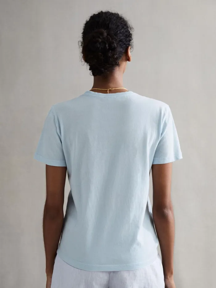 Reiss Tops Ginnie Cotton Garment Dyed TShirt Blue 8211 Women