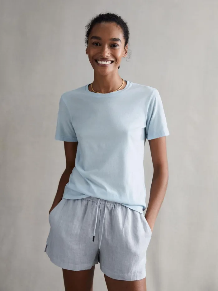 Reiss Tops Ginnie Cotton Garment Dyed TShirt Blue 8211 Women